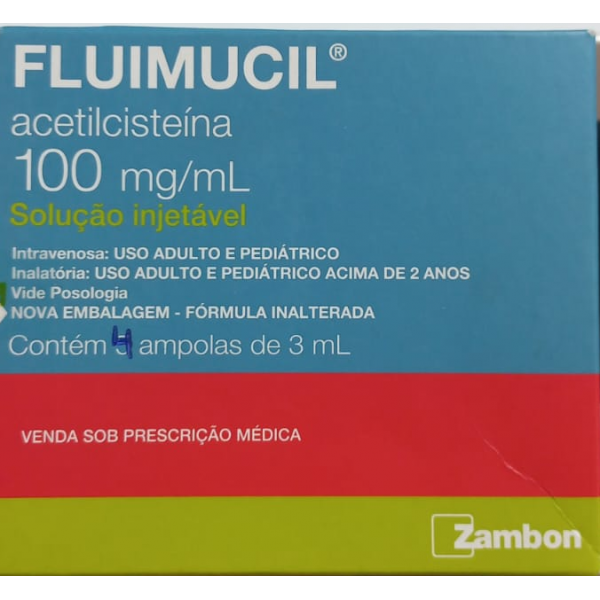 Fluimucil - acetilcisteína - Injetável 4 ampolas